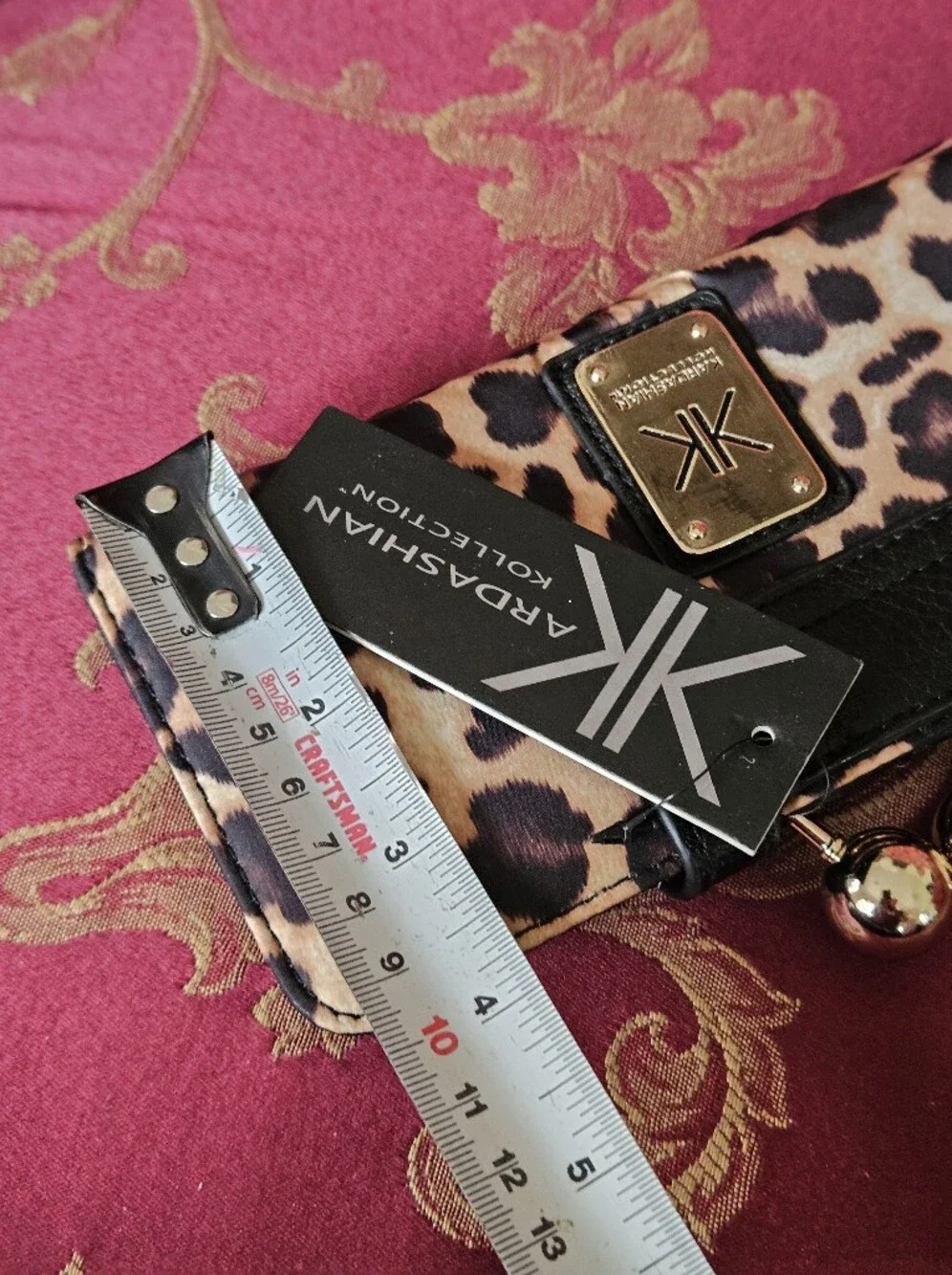 Kardashian Collection Leopard Print Wallet with Gold Accents